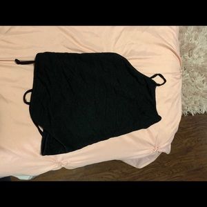 Cross lace up black tank